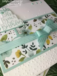 Stampin' Up!, Celebration Time, Celebration Thinlits Dies, Softly Falling Textured Embossing Folder, Whole Lot of Lovely DSP, Pool Party Stitched Satin Ribbon