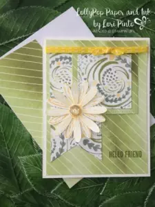 Stampin' Up!, Daisy Delight stamp set and punch, Delightful Daisy DSP, Daffodil Delight Double Stitched Ribbon, Wood Words Stamp set