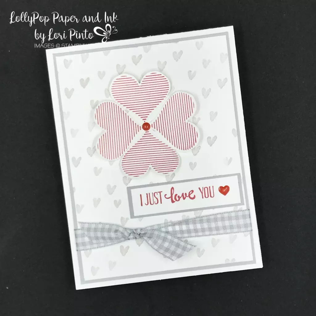 Stampin'Up!, Stampinup!, #tttc033, Heart Happiness Stamp Set and Petal Palette Stamp Set with Smoky Slate and Real Red Valentine's Card by Lori Pinto