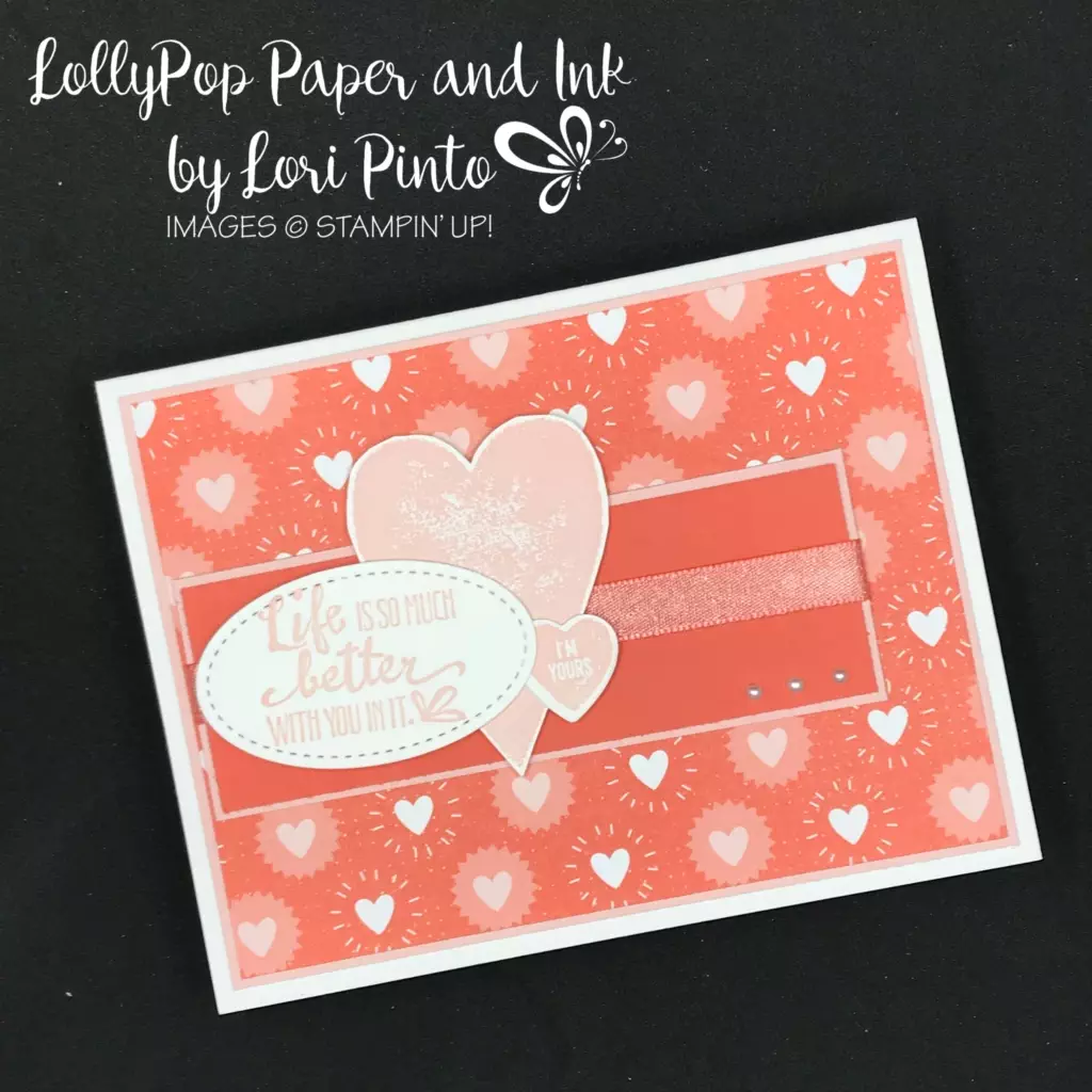 Stampinup! Stampin'Up!, Free Sale-A-Bration Item, Bubbles & Fizz DSP with Petal Palette and Sure Do Love You Stamp Set Valentine's Card by Lori Pinto1