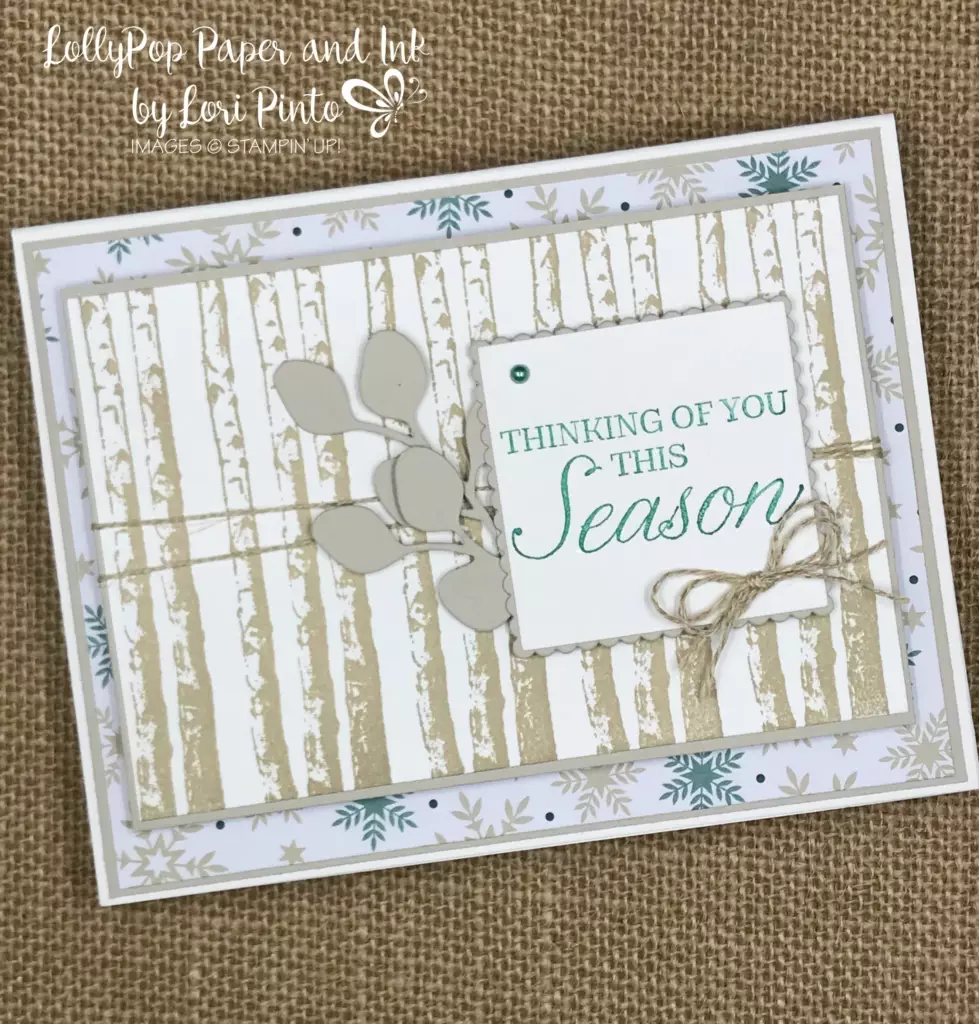Stampin' Up! Winter Woods stamp set and bundle with Joyous Noel Specialty DSP Holiday Thinking of You card by Lori Pinto1